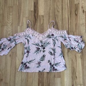 Aeropostale Women’s Pink Floral Laced Sleeveless Top Sz Large